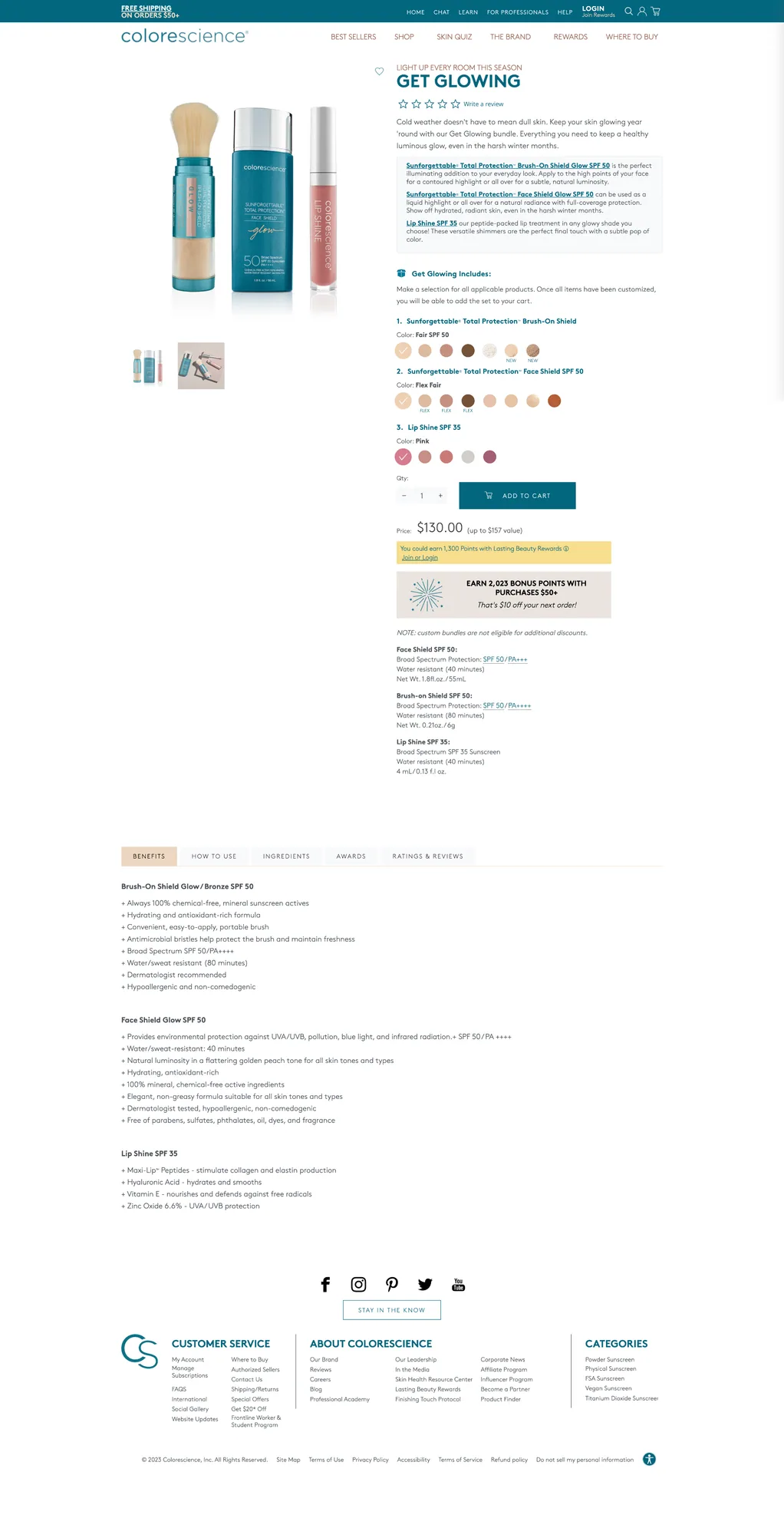 The old Colorescience product page
