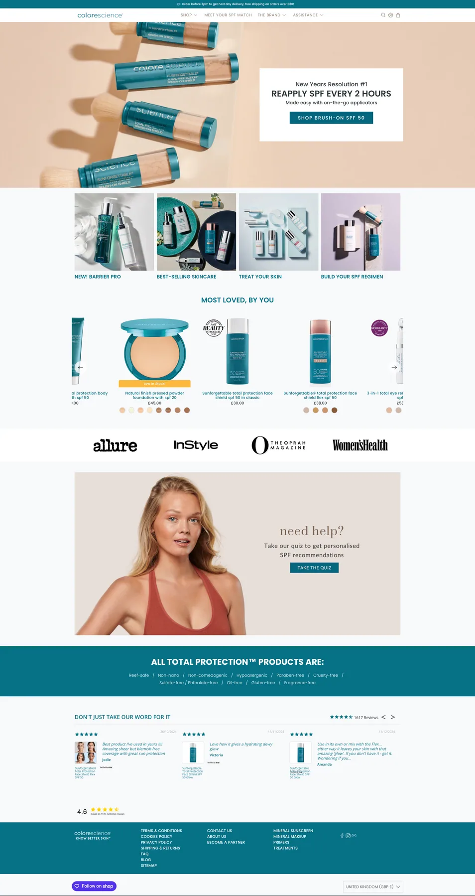 The previous Colorescience UK homepage, February 2025