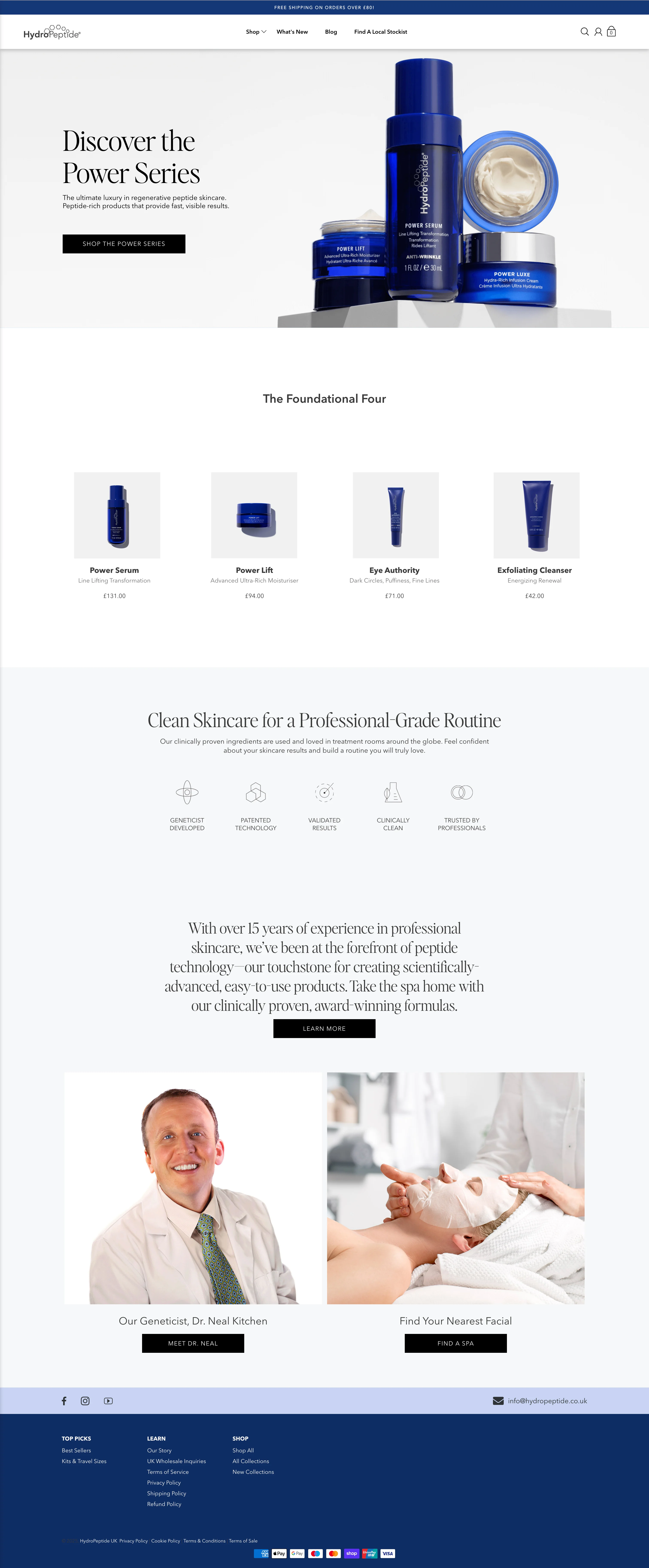 The old HydroPeptide homepage