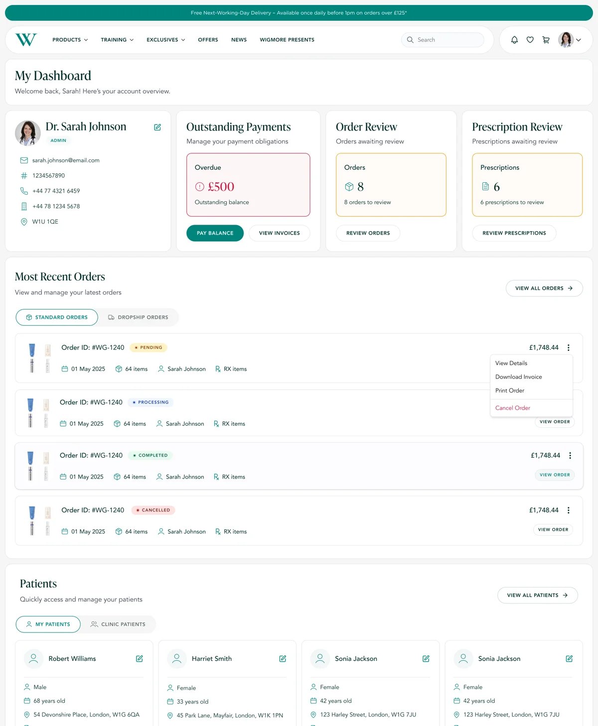 The Wigmore dashboard