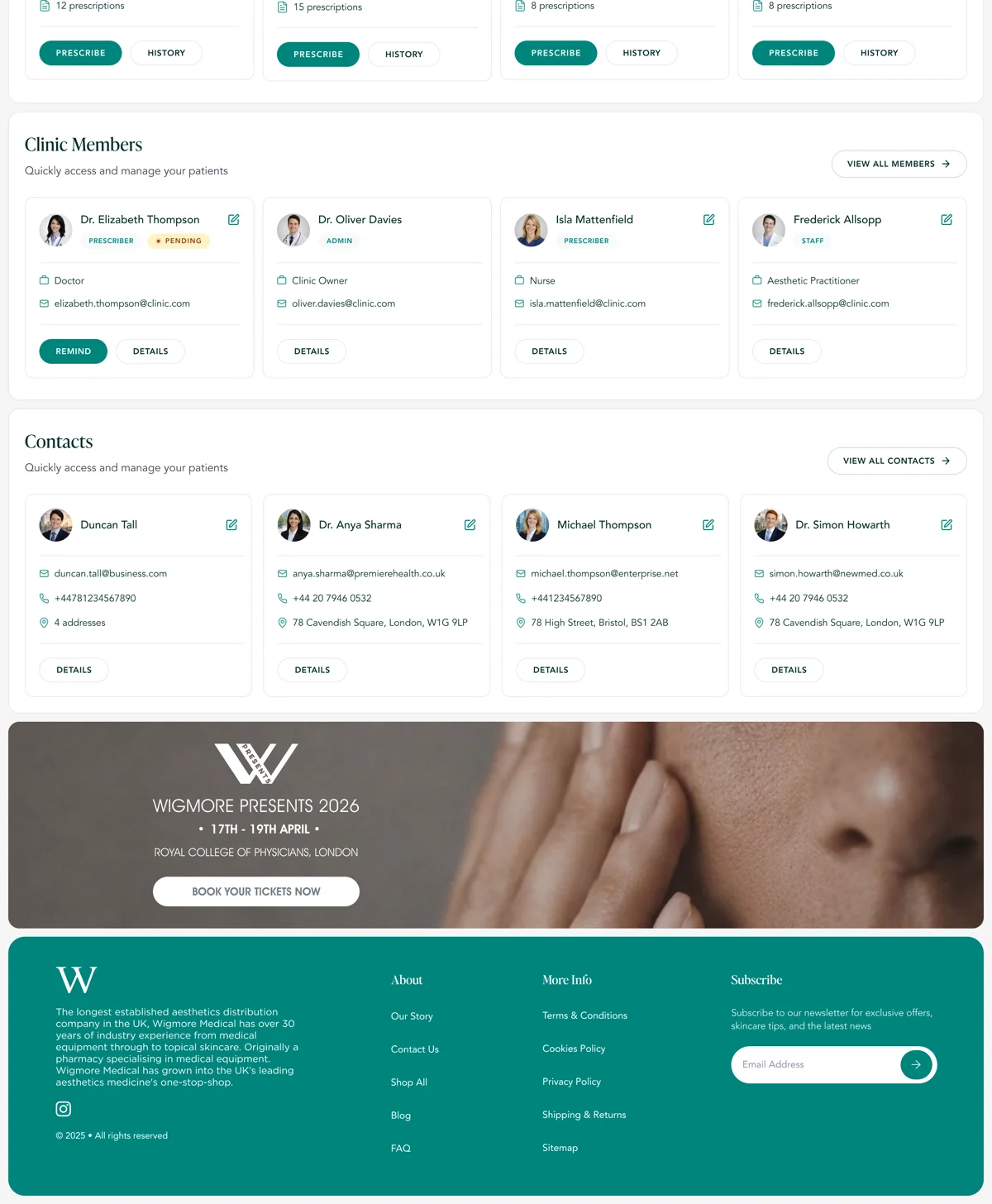 The Wigmore dashboard, scrolled