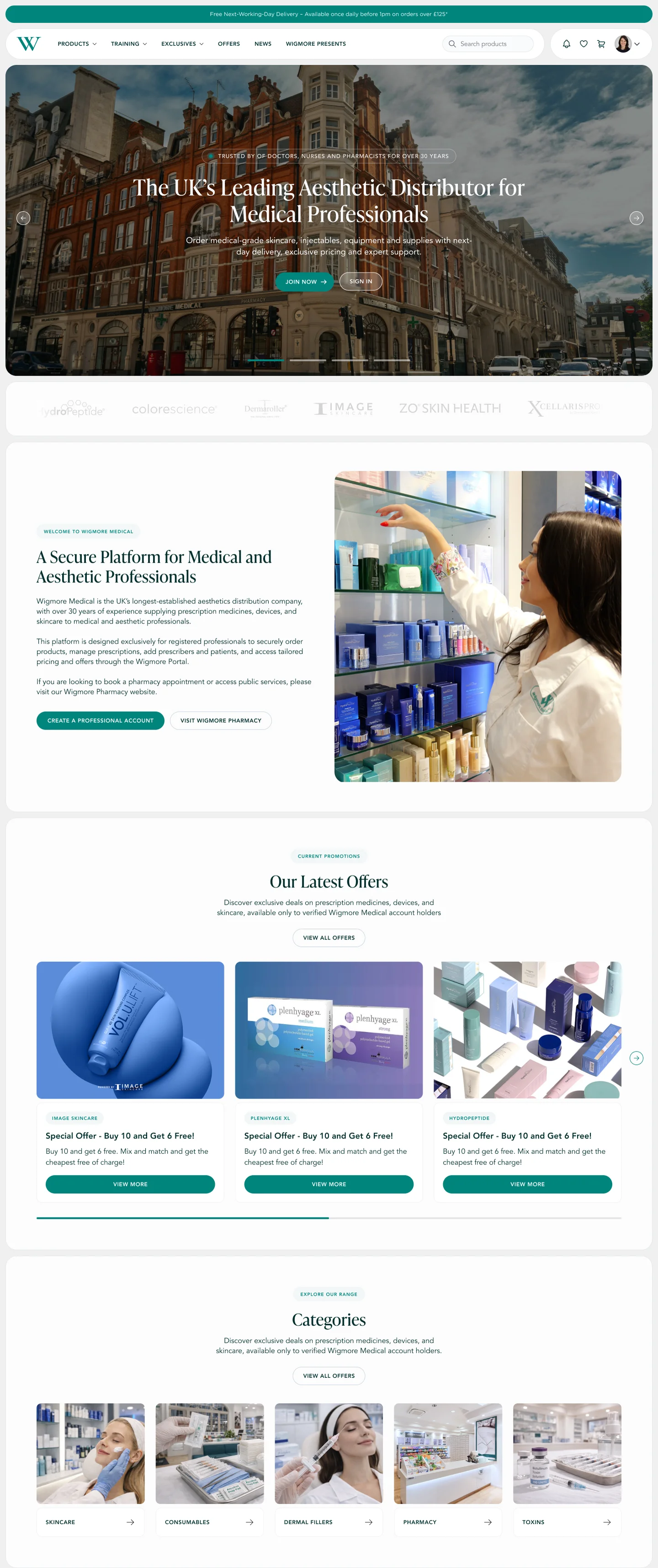 The new Wigmore homepage, top