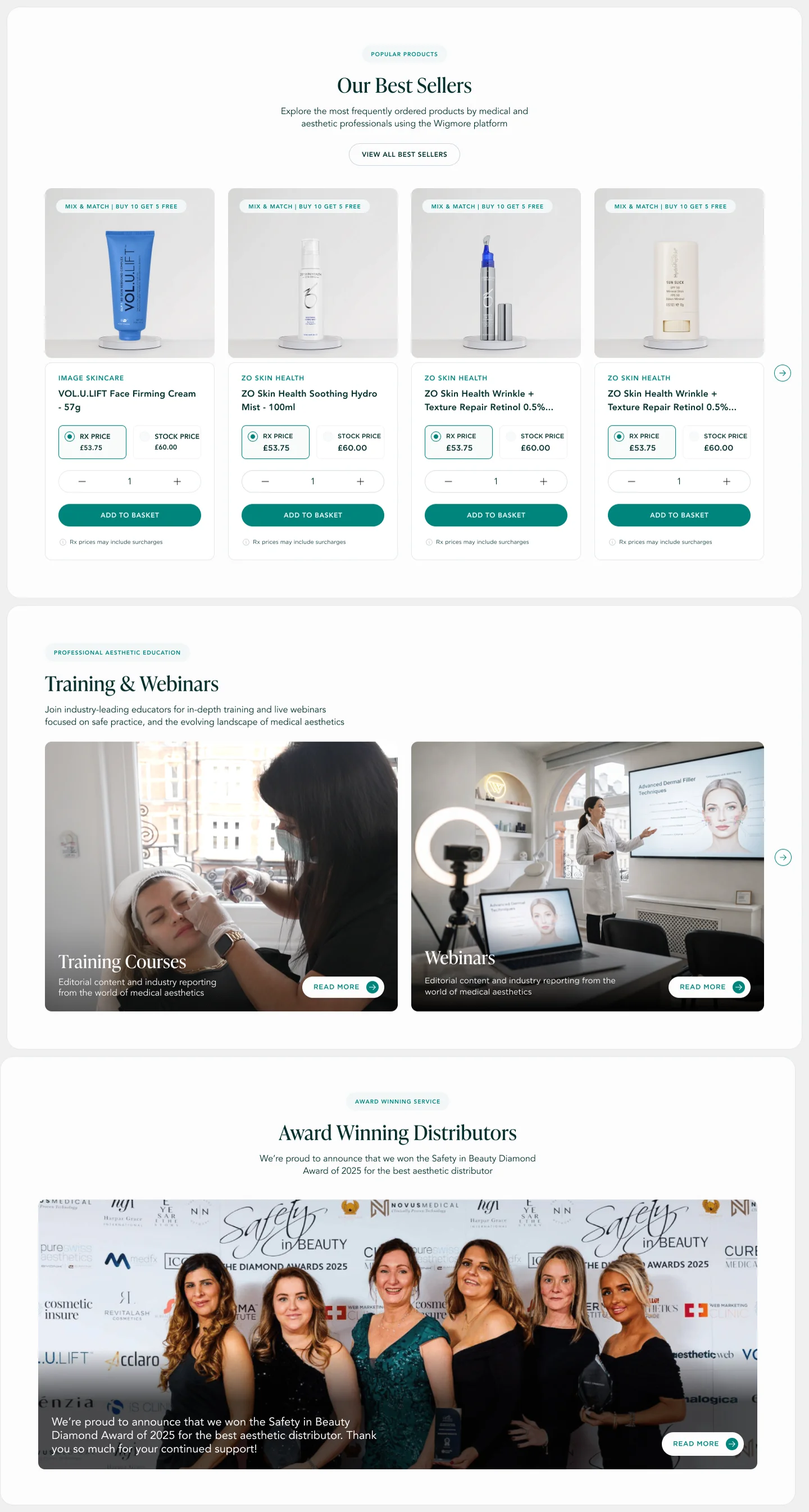 The new Wigmore homepage, middle